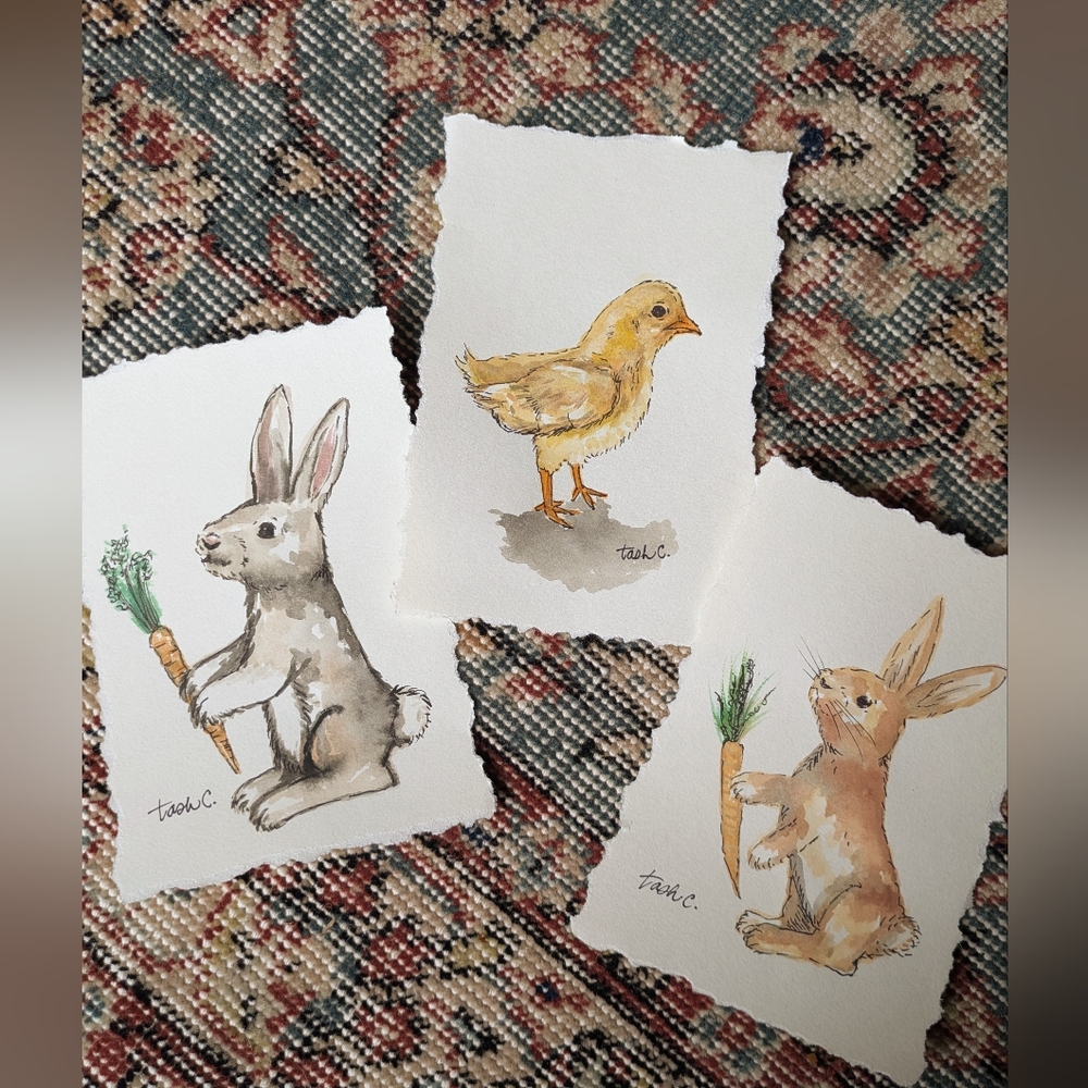 Original Animal Watercolors Art Paintings